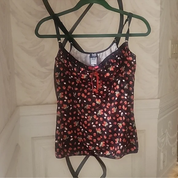 Dolce & Gabbana Black and Red Strawberry Camisole - Picture 1 of 8
